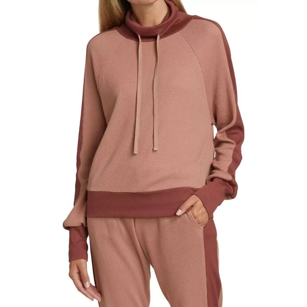 Monrow Funnel Neck Shirt Sweatshirt Top Dry Rose Color Size XL Women's Revolve